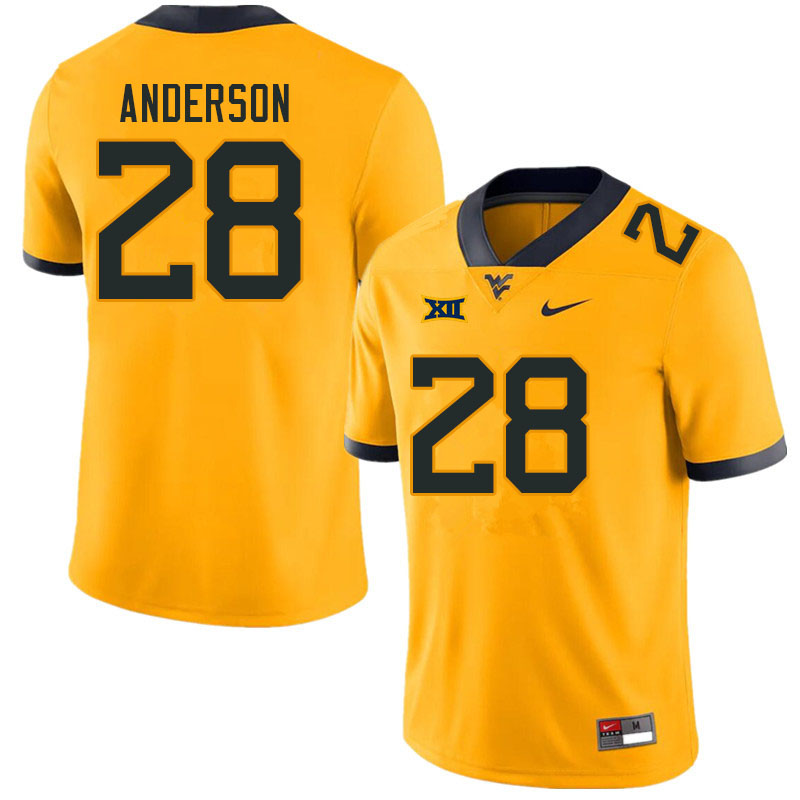 Men #28 Jaylen Anderson West Virginia Mountaineers College Football Jerseys Sale-Gold